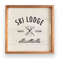 Ski Lodge Rentals Lessons Personalized Wooden Serving Tray