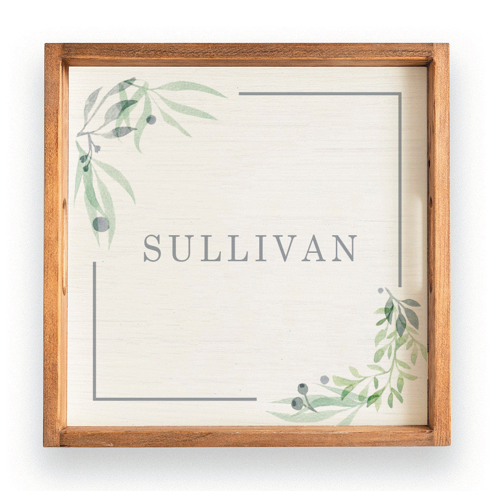 Greenery Personalized Wooden Serving Tray