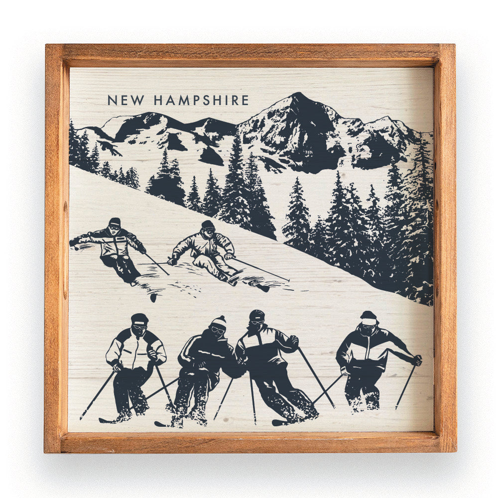 Retro Ski Run Personalized Wooden Serving Tray