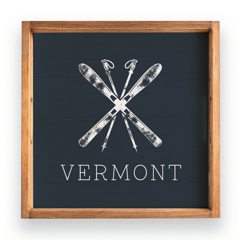 Navy Blue Ski Personalized Wooden Serving Tray