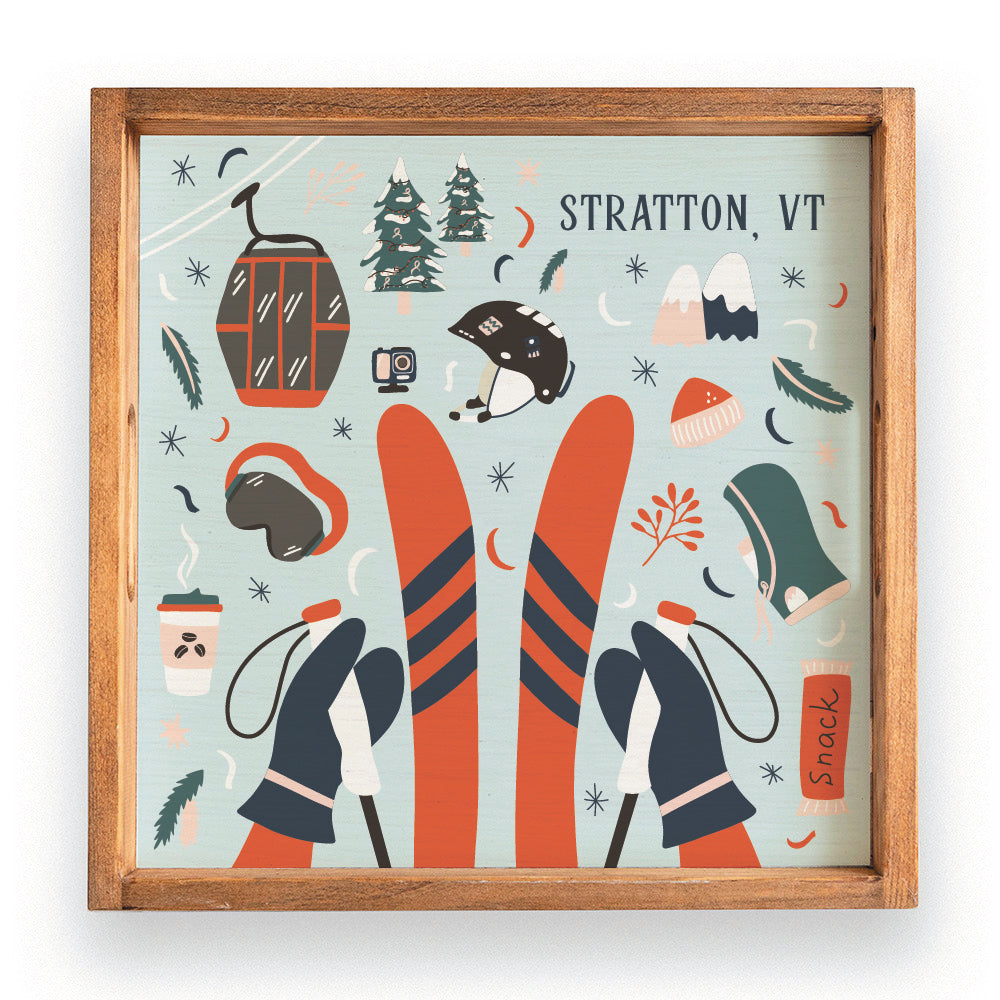 Chairlift Charm Personalized Wooden Serving Tray