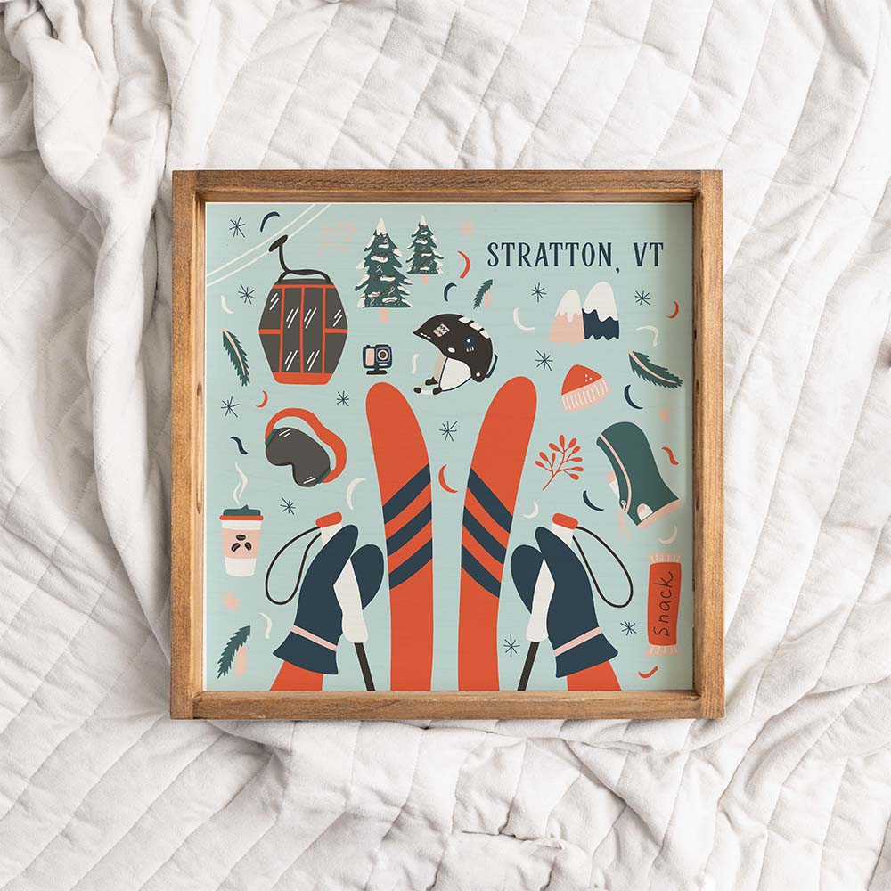 Chairlift Charm Personalized Wooden Serving Tray