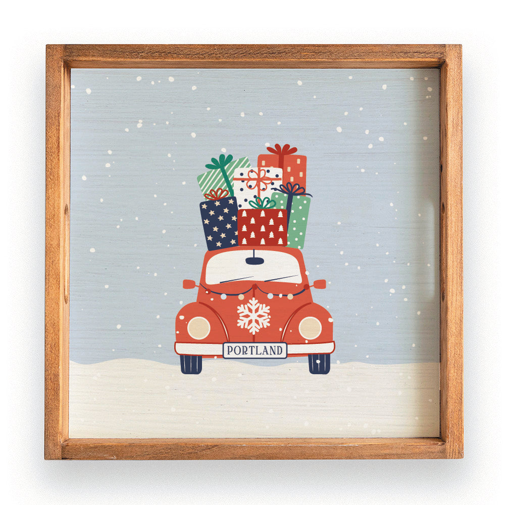 Holiday Haul Personalized Wooden Serving Tray