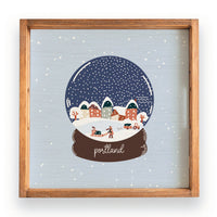 Vintage Snow Globe Village Personalized Wooden Serving Tray