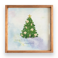 Coastal Christmas Tree Personalized Wooden Serving Tray