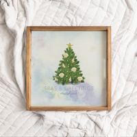 Personalized Coastal Christmas Tree Wooden Serving Tray