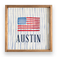 American Flag Watercolor Personalized Serving Tray