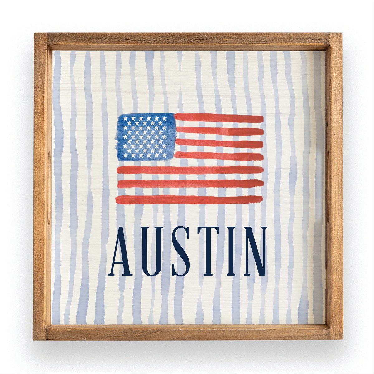 American Flag Watercolor Personalized Serving Tray