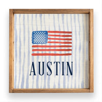 American Flag Watercolor Personalized Serving Tray
