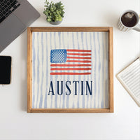 American Flag Watercolor Personalized Serving Tray
