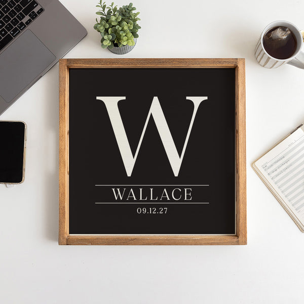 Initial Black Personalized Serving Tray