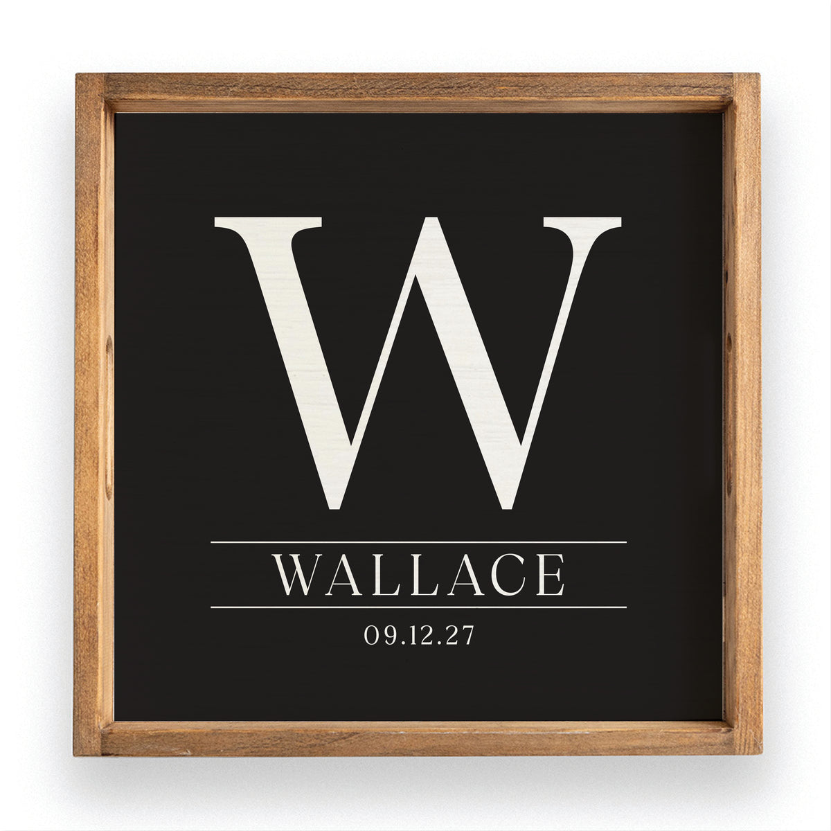 Initial Black Personalized Serving Tray