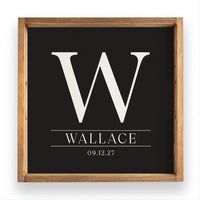 Initial Black Personalized Serving Tray