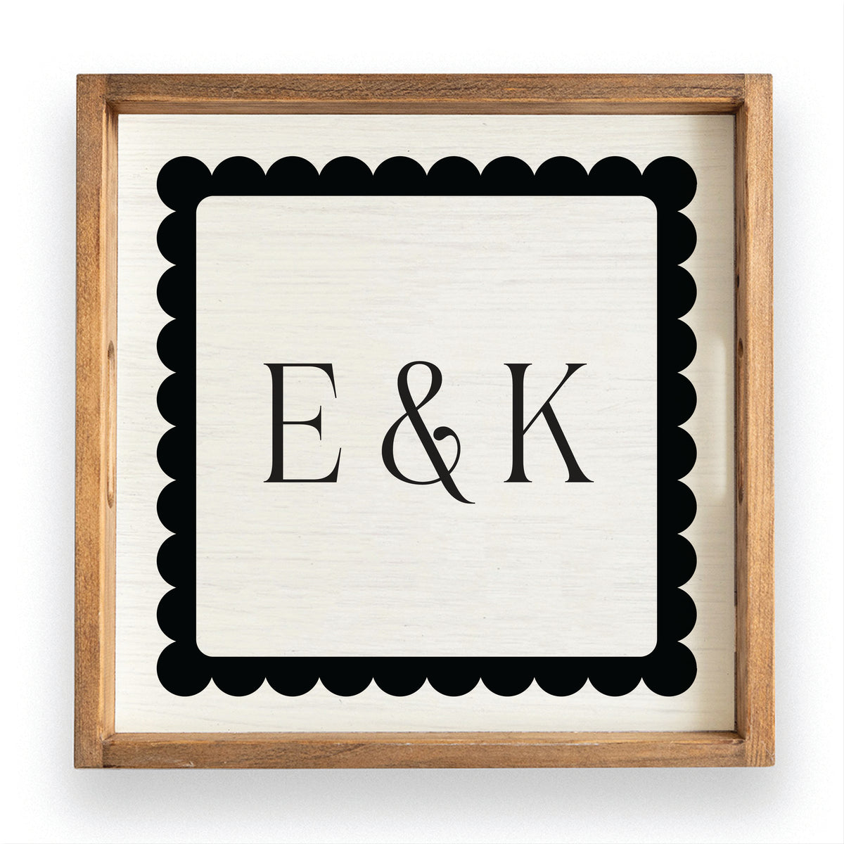 Scalloped Monogram Personalized Serving Tray