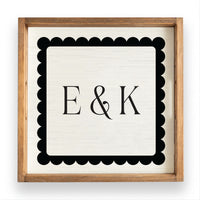 Scalloped Monogram Personalized Serving Tray