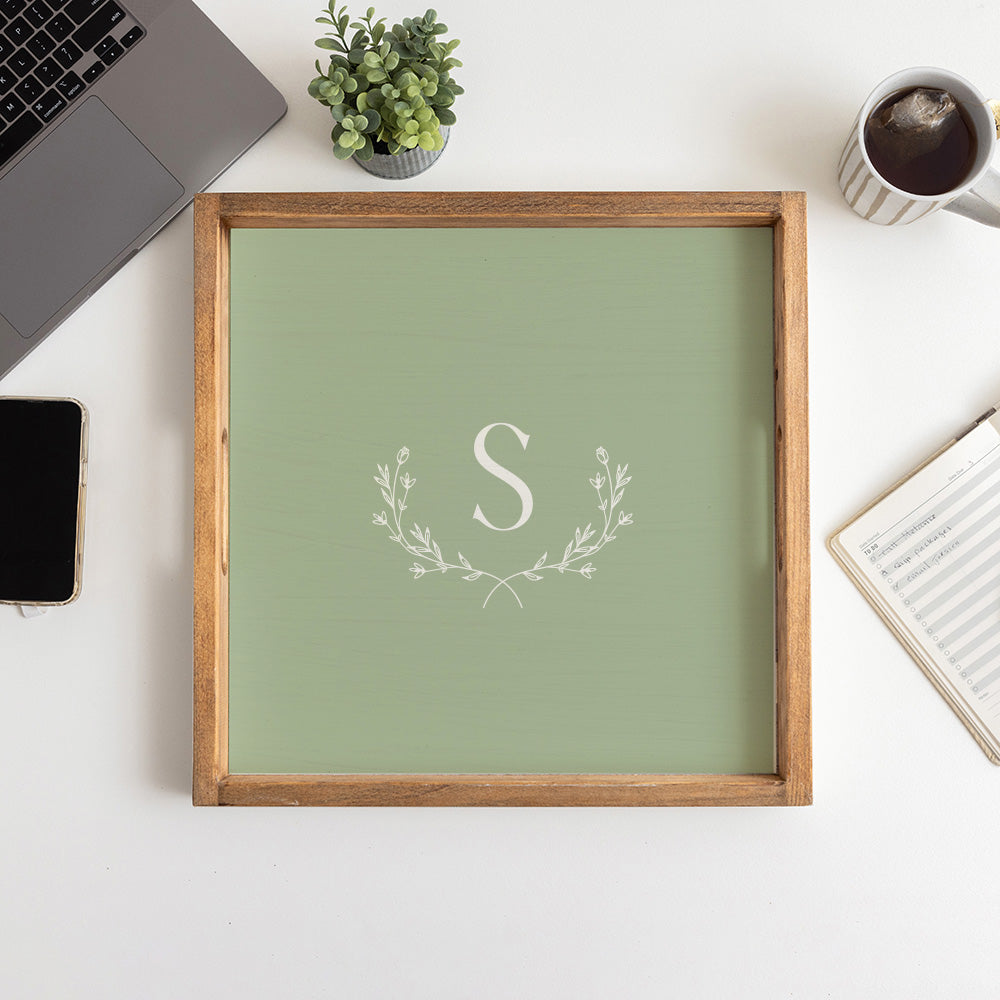 Monogram Laurel Personalized Serving Tray