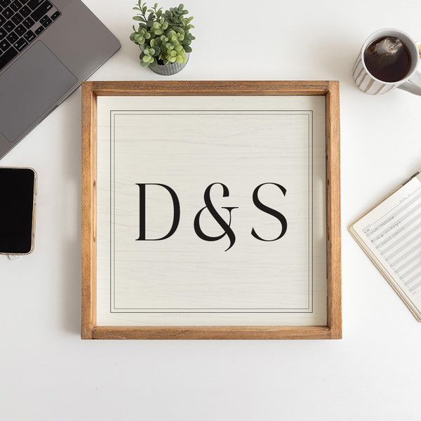 Initials Square Personalized Serving Tray