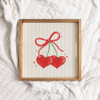 Bow Cherry Hearts Wooden Serving Tray