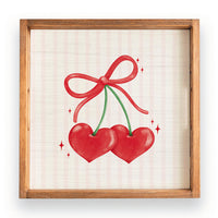 Bow Cherry Hearts Wooden Serving Tray