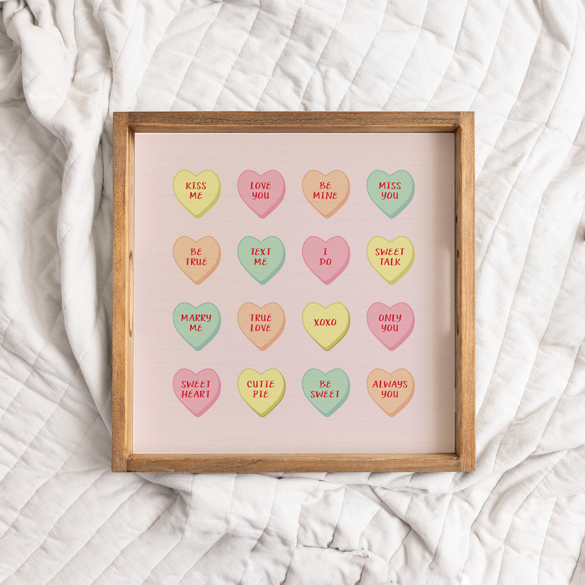 Conversation Hearts Wooden Serving Tray