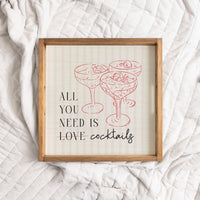 All You Need Is Cocktails Wooden Serving Tray 