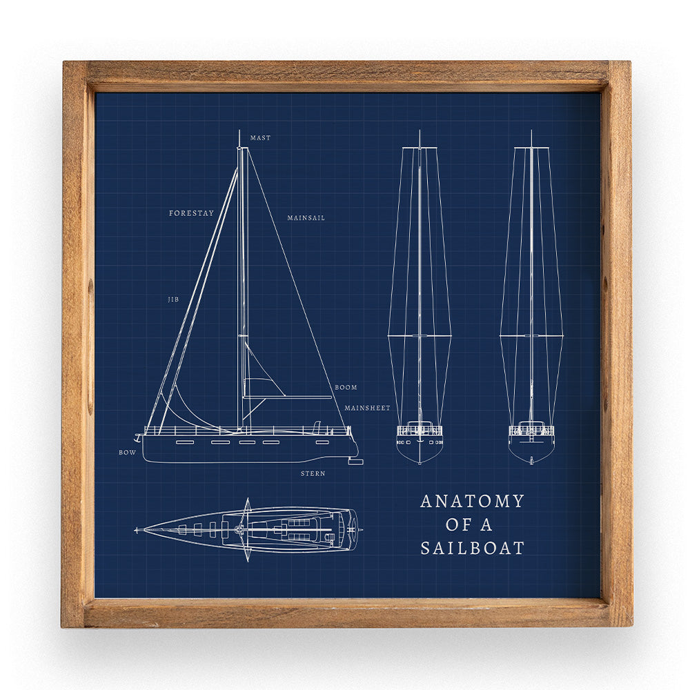 Sailboat Anatomy Wooden Serving Tray