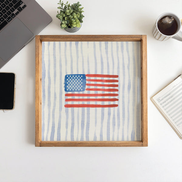 American Flag Watercolor Serving Tray