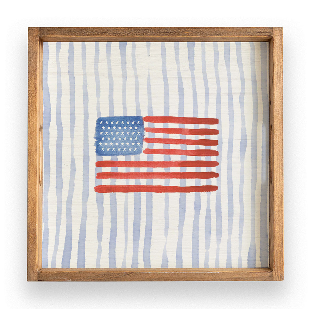 Watercolor Striped American Flag Wall Art