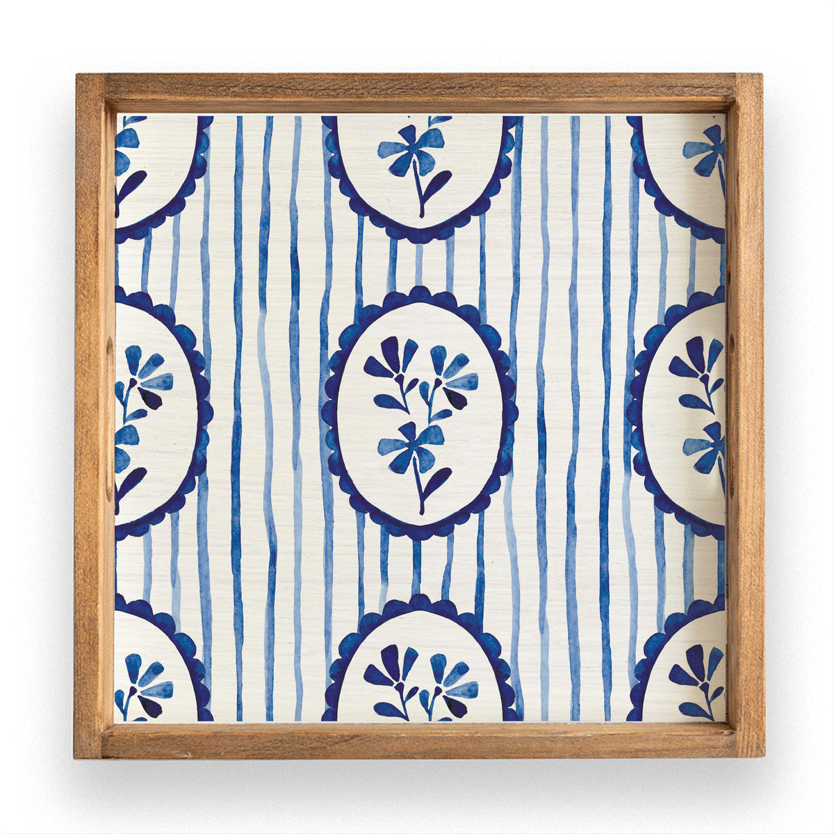 Indigo Bloom Serving Tray