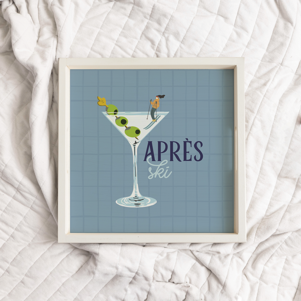 Apres Ski Martini Wooden Serving Tray