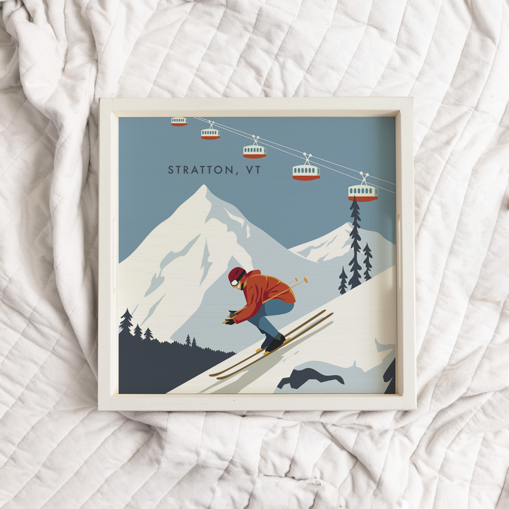 Personalized Bluebird Ski Day Wooden Serving Tray