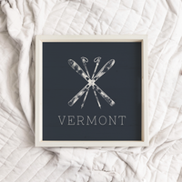 Personalized Navy Blue Ski Wooden Serving Tray