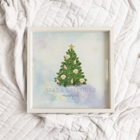 Personalized Coastal Christmas Tree Wooden Serving Tray