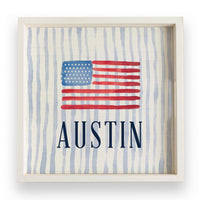 American Flag Watercolor Personalized Serving Tray