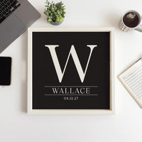Initial Black Personalized Serving Tray