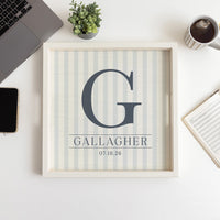 Initial Striped Personalized Serving Tray