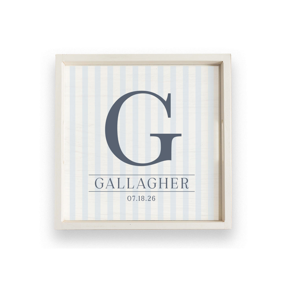 Initial Striped Personalized Serving Tray