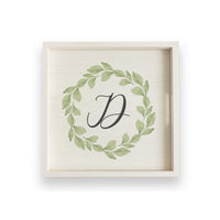 Greenery Laurel Initial Personalized Serving Tray