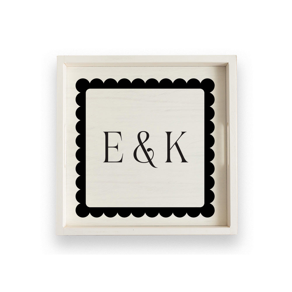 Scalloped Monogram Personalized Serving Tray
