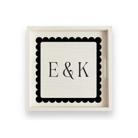 Scalloped Monogram Personalized Serving Tray