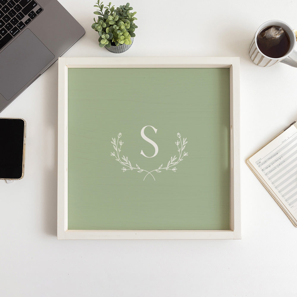 Monogram Laurel Personalized Serving Tray
