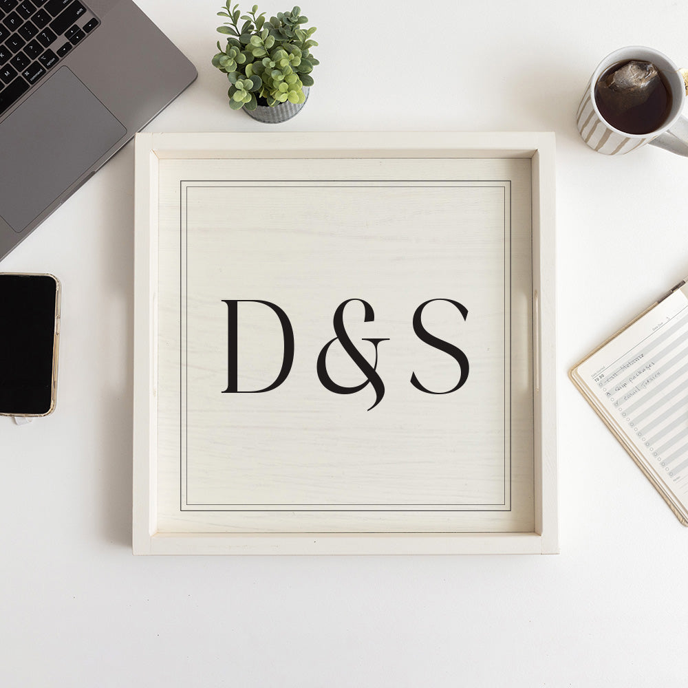 Initials Square Personalized Serving Tray