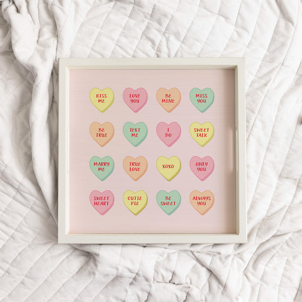 Conversation Hearts Wooden Serving Tray