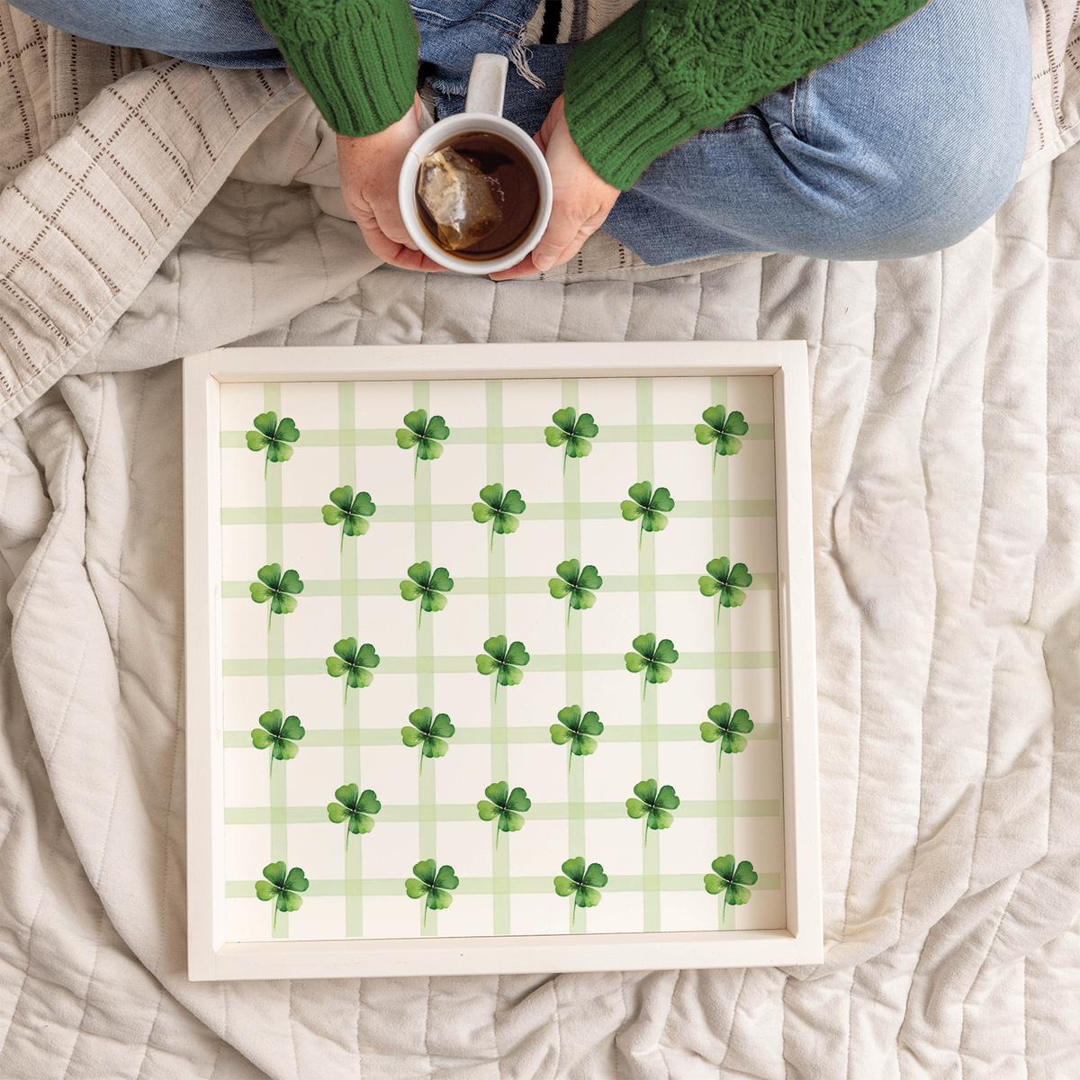 Shamrocks Gingham Serving Tray