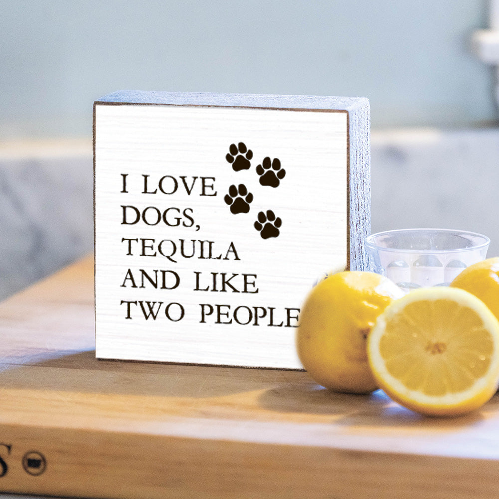 I Love Dogs Personalized Square Block Sign
