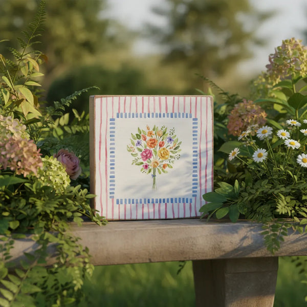 Floral Bouquet Block Sign