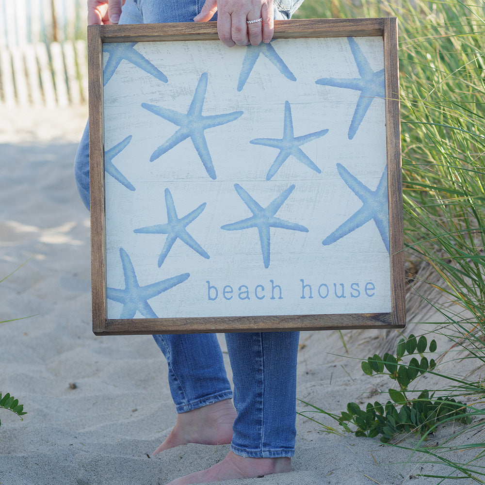 Scattered Starfish Personalized Wooden Serving Tray