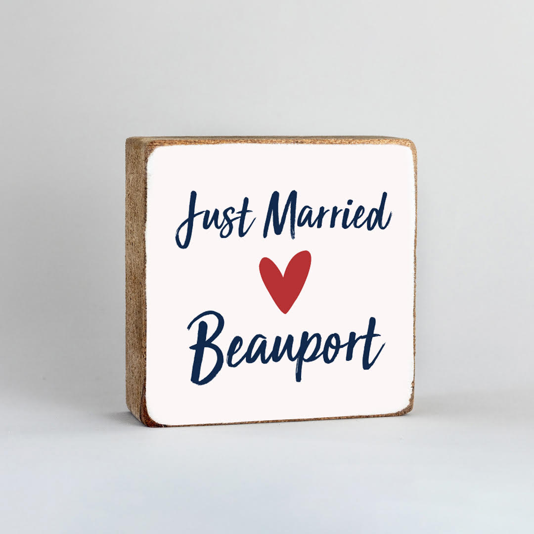 Just Married Personalized Wood Block
