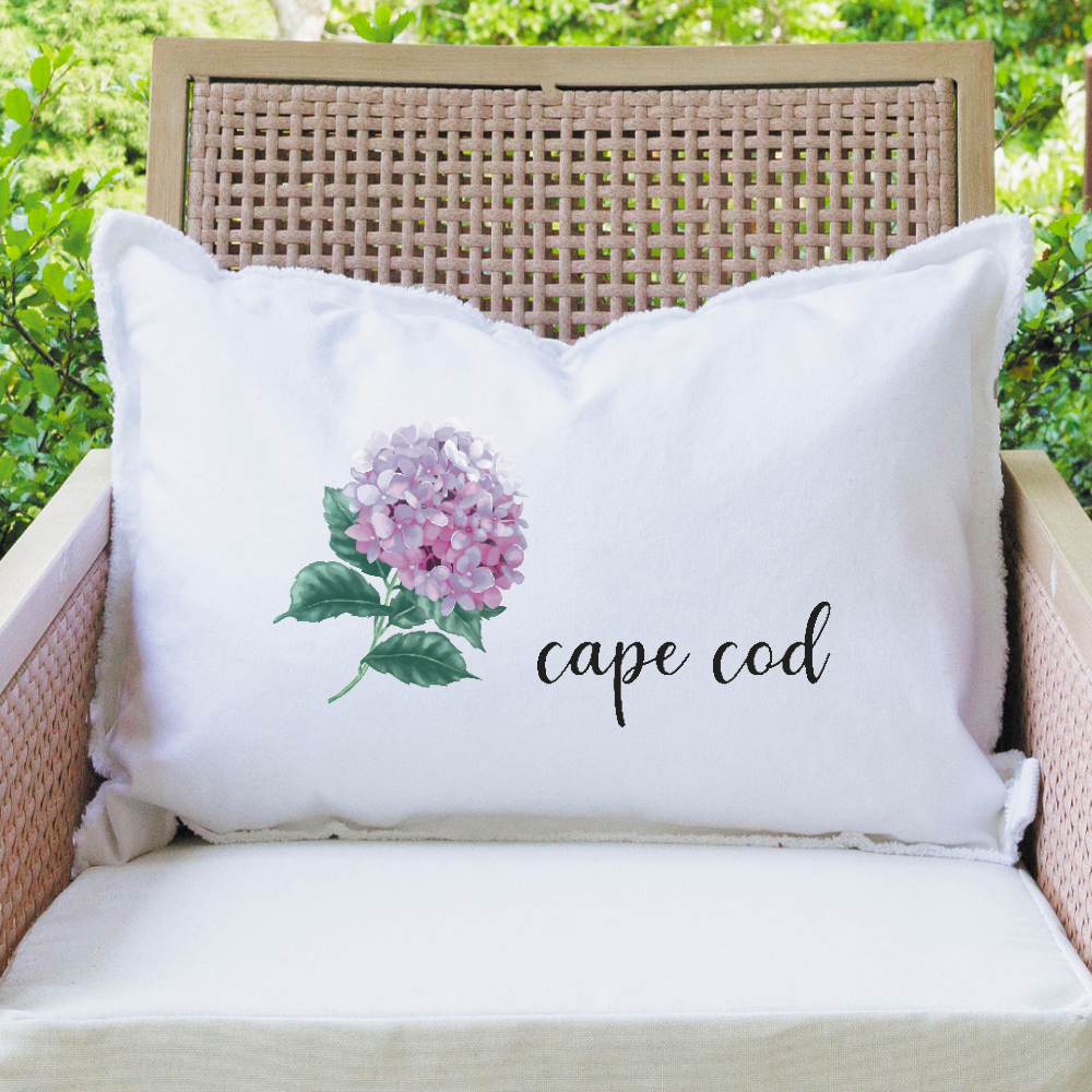Personalized Pink Hydrangea Lumbar Pillow