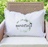 Personalized Greenery Wreath Lumbar Pillow